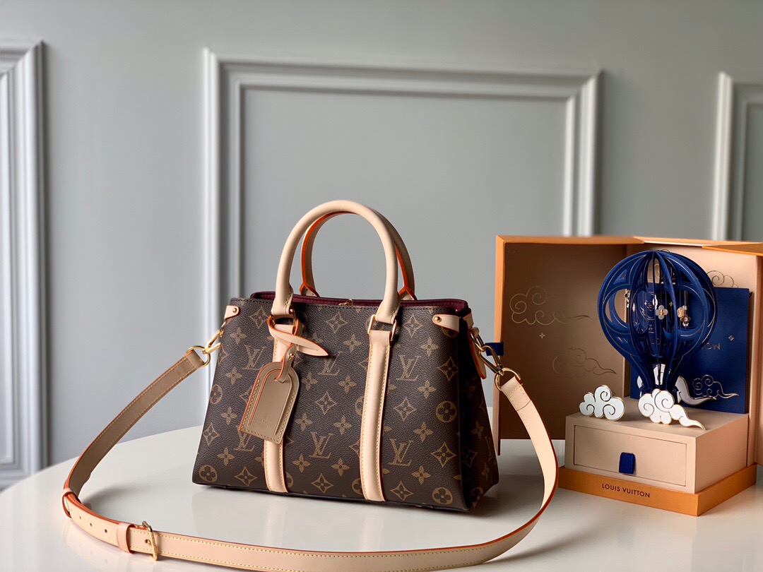 l0vis Vvtt0n soufflot bb monogram canvas and leather creme m44818 29 × 19 × 10 cm