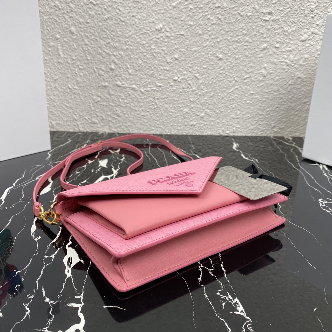 Pra*a mini saffiano leather bag pastel pink 1bp020 20 x 12 x 4 cm