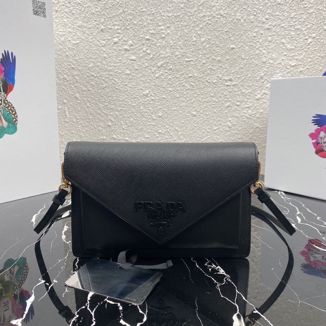 Pra*a mini saffiano leather bag black 1bp020 20 x 12 x 4 cm