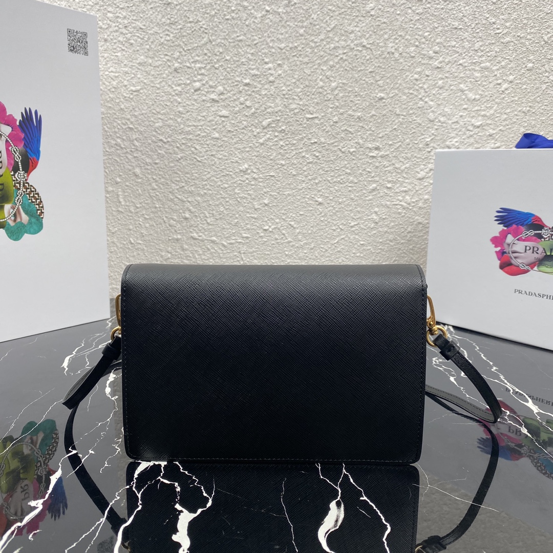 Pra*a mini saffiano leather bag black 1bp020 20 x 12 x 4 cm