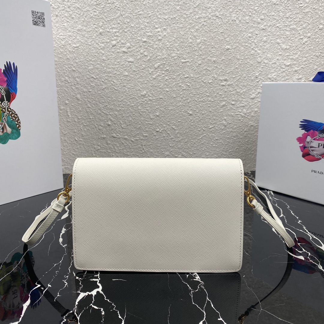 Pra*a mini saffiano leather bag white 1bp020 20 x 12 x 4 cm