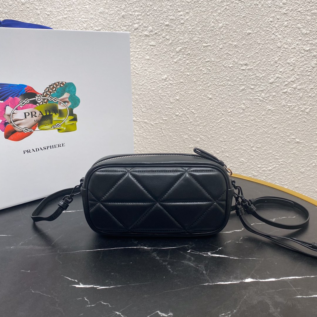Pra*a mini spectrum quilted nappa leather black 1dh046 10 x 19  x 5.5 cm