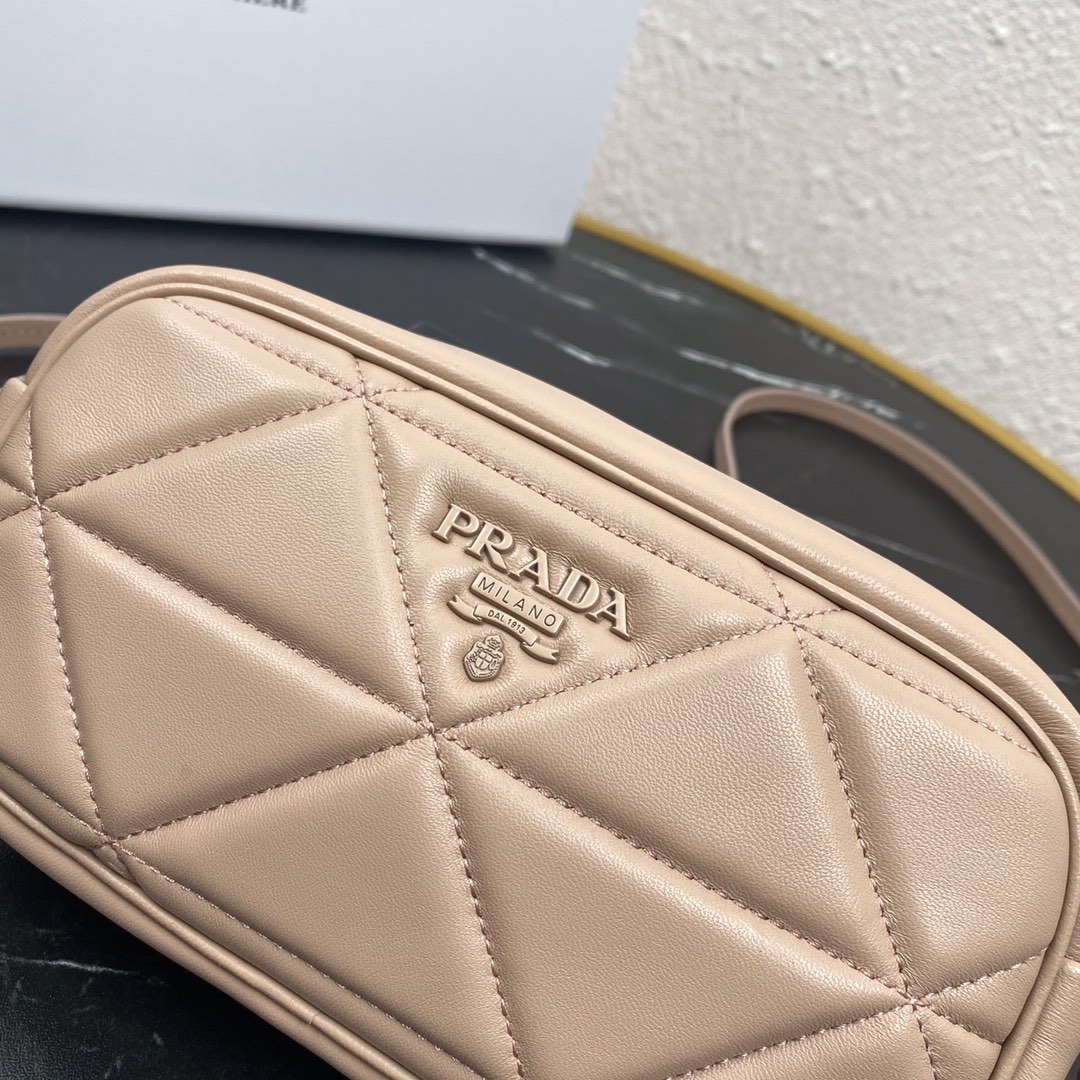Pra*a mini spectrum quilted nappa leather light beige 1dh046 10 x 19  x 5.5 cm