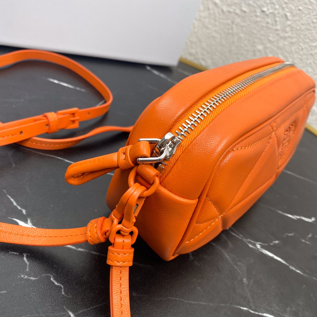 Pra*a mini spectrum quilted nappa leather orange 1dh046 10 x 19  x 5.5 cm