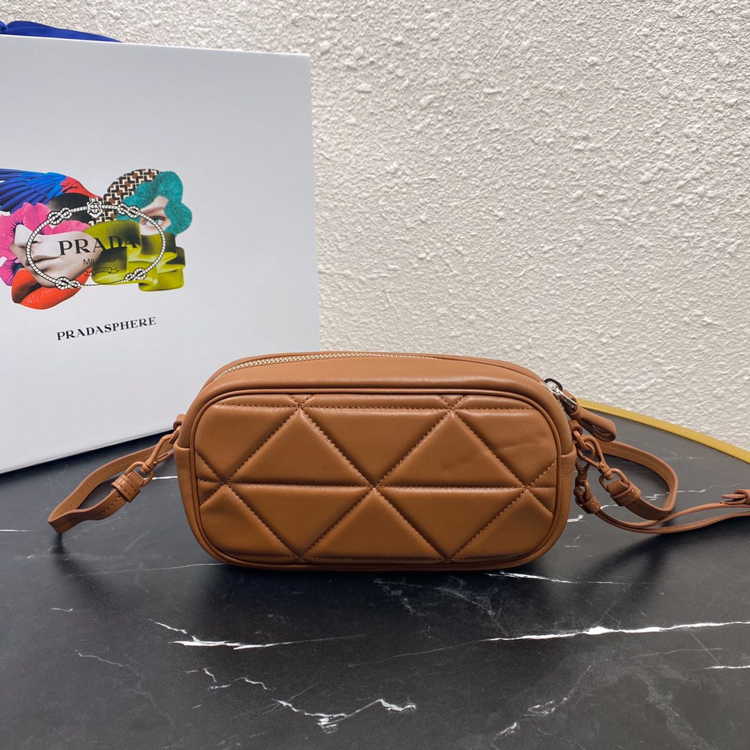 Pra*a mini spectrum quilted nappa leather brown 1dh046 10 x 19  x 5.5 cm