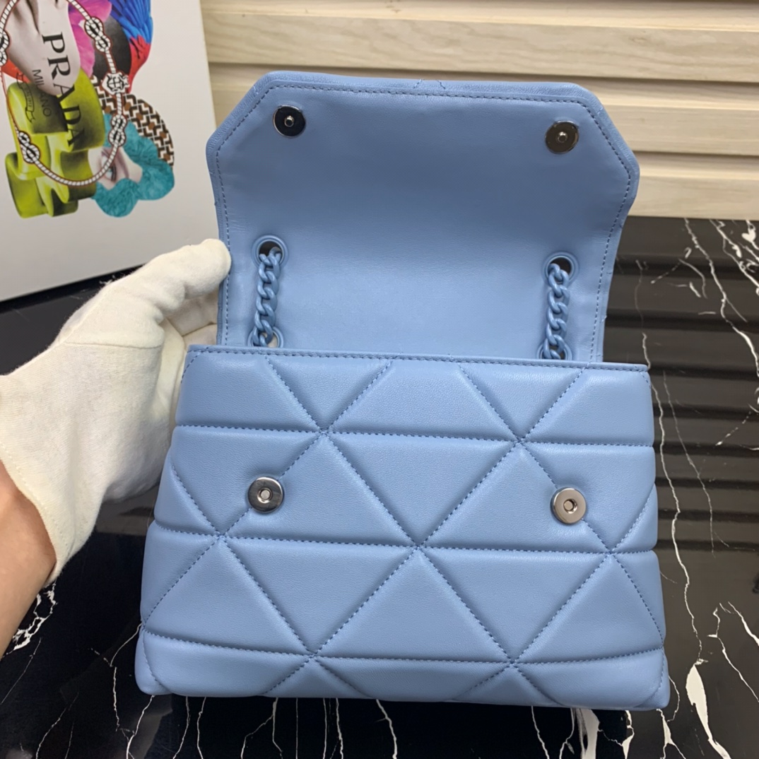 Pra*a small spectrum nappa leather bag astral blue 1bd233 23 x 17 x 8 cm