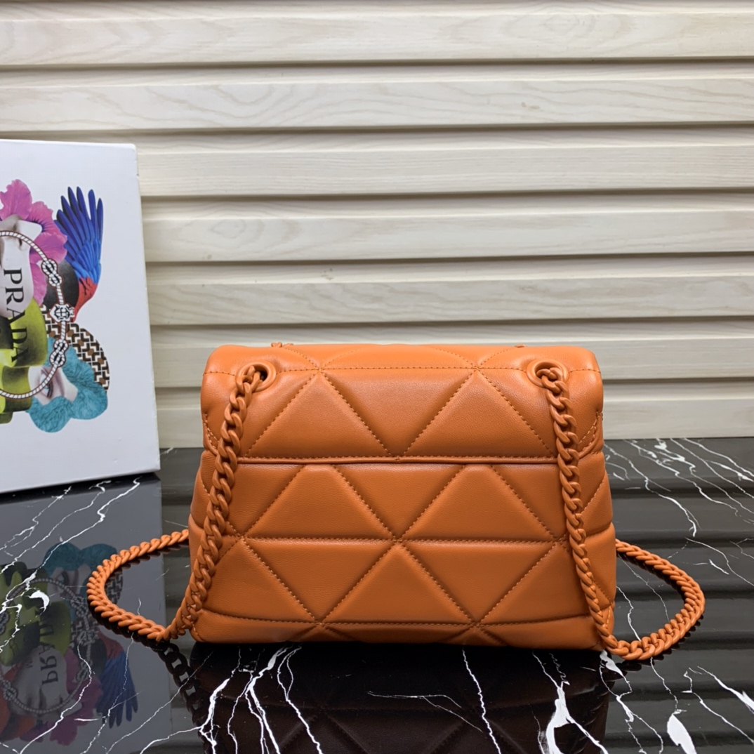Pra*a small spectrum nappa leather bag orange 1bd233 23 x 17 x 8 cm