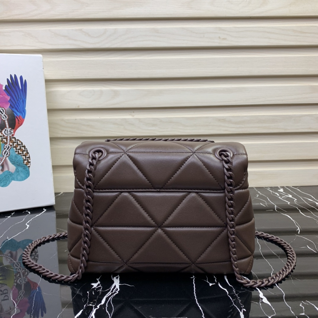 Pra*a small spectrum nappa leather bag dark brown 1bd233 23 x 17 x 8 cm