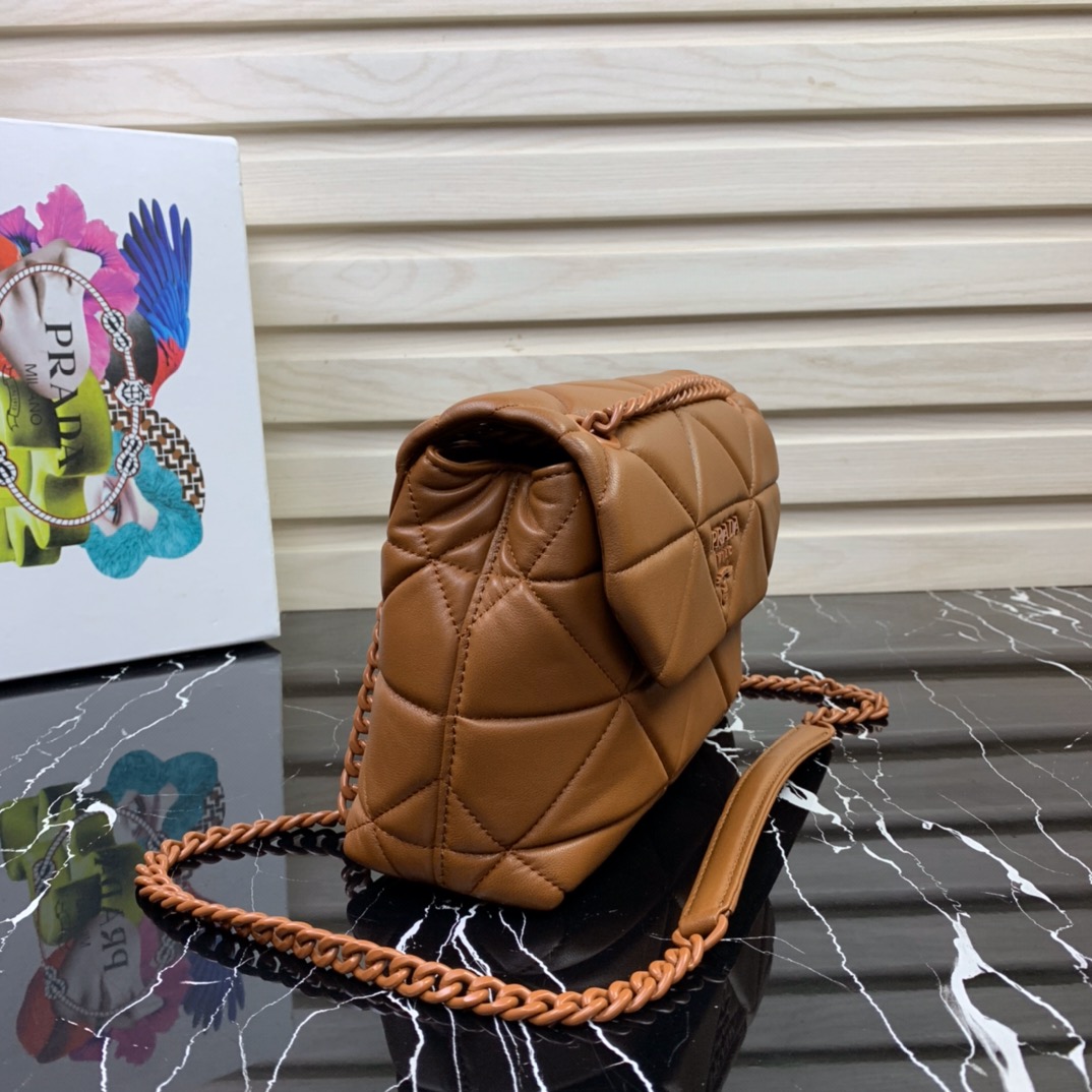 Pra*a small spectrum nappa leather bag brown 1bd233 23 x 17 x 8 cm