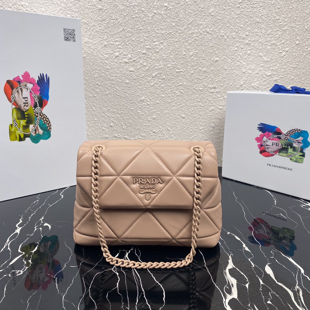 Pra*a small spectrum nappa leather bag beige 1bd233 23 x 17 x 8 cm