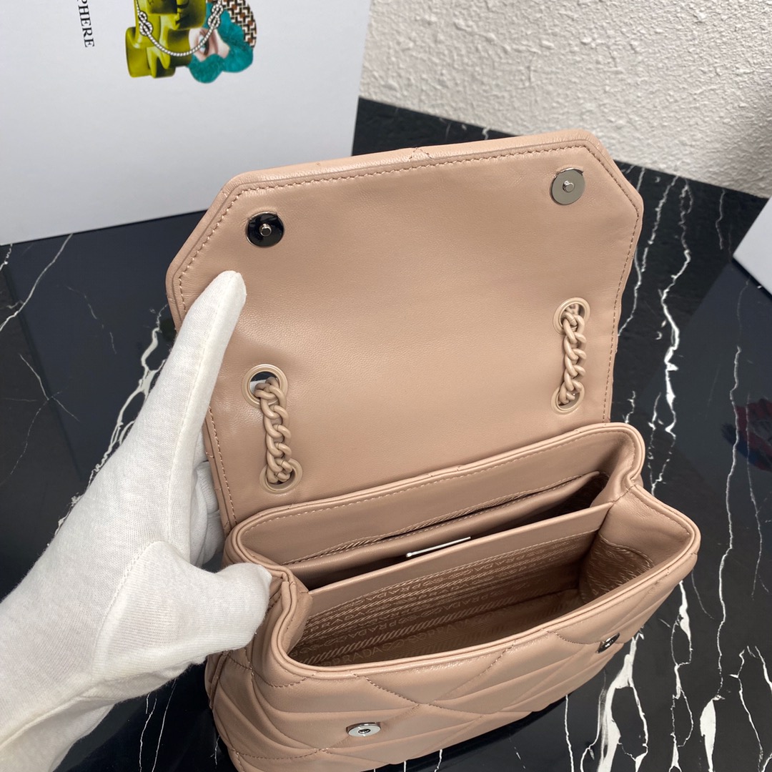 Pra*a small spectrum nappa leather bag beige 1bd233 23 x 17 x 8 cm