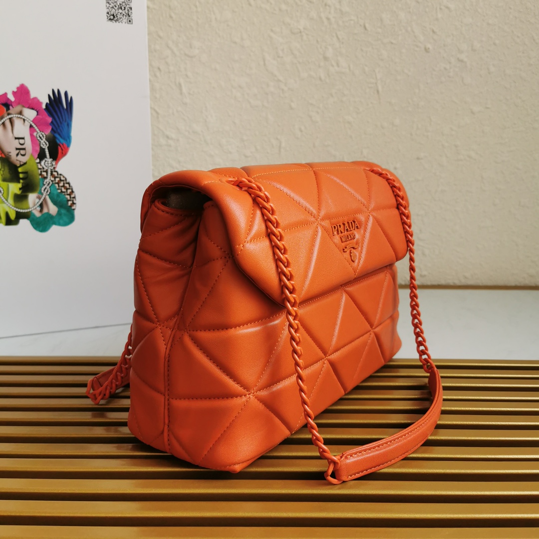 Pra*a large nappa leather Pra*a spectrum bag orange 1bd231 27 × 18.5 × 9 cm