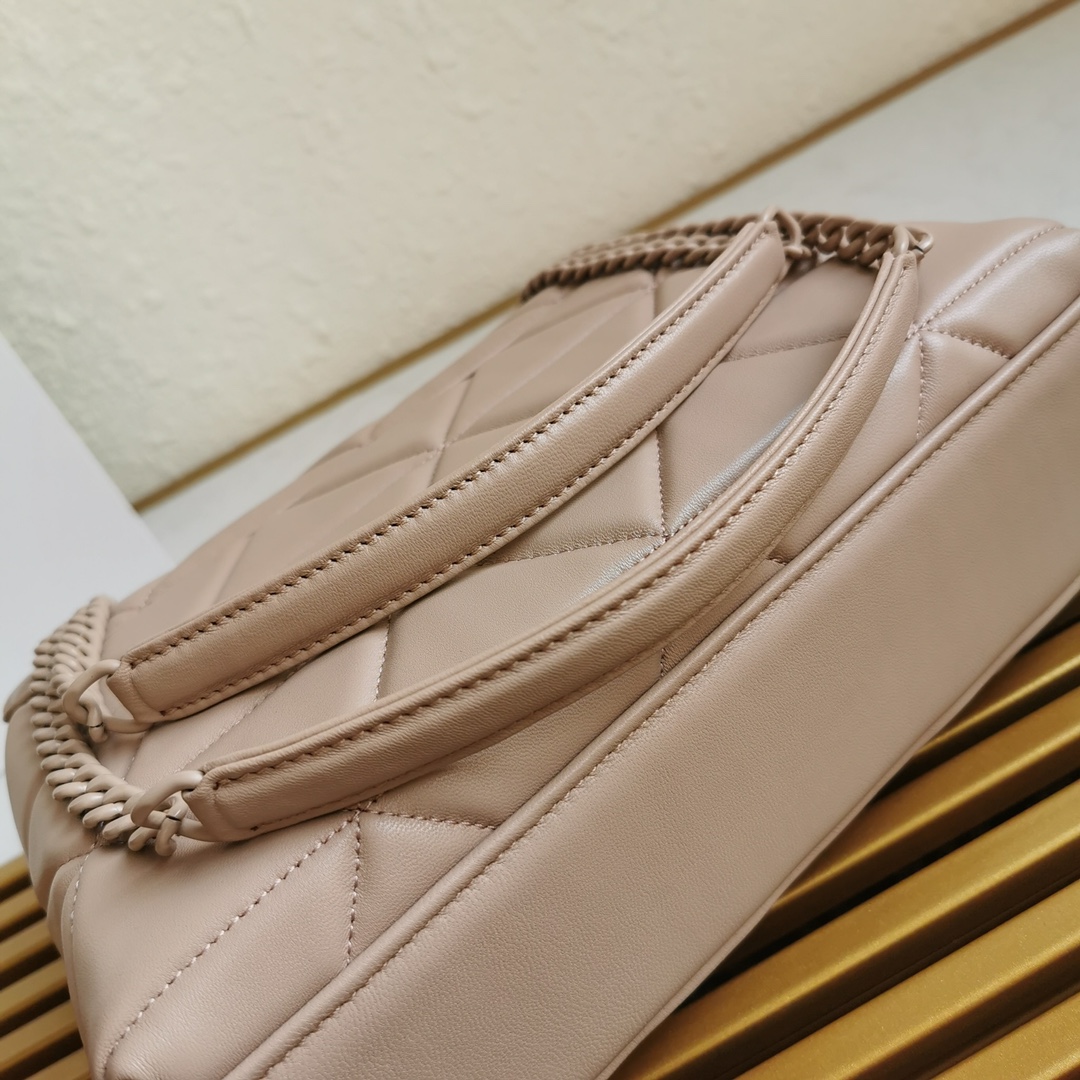 Pra*a large nappa leather Pra*a spectrum bag beige 1bd231 27 × 18.5 × 9 cm