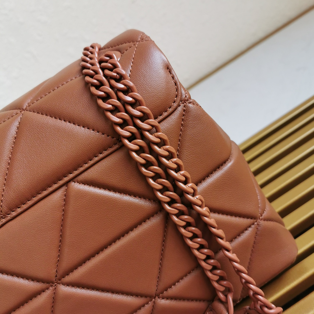 Pra*a large nappa leather Pra*a spectrum bag brown 1bd231 27 × 18.5 × 9 cm