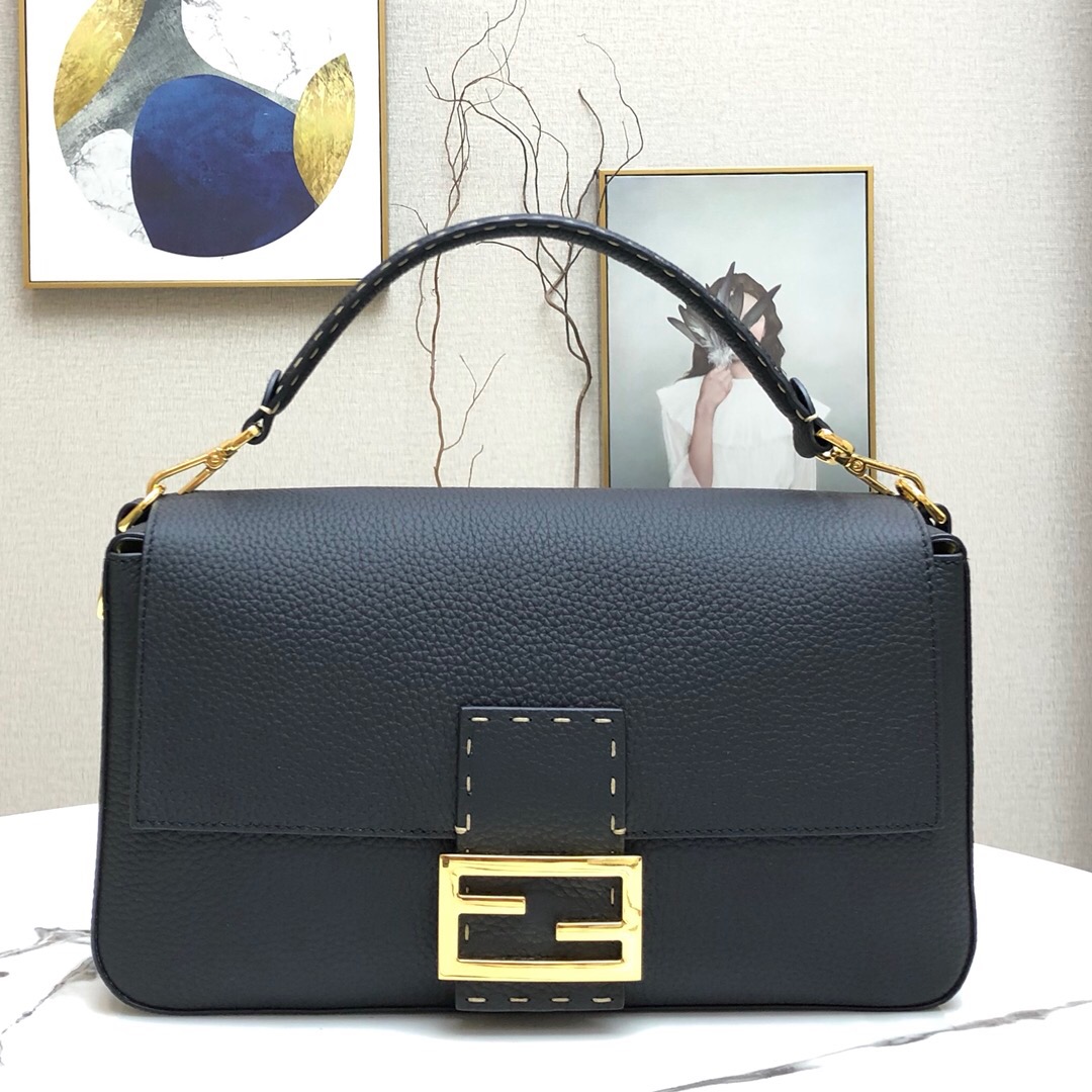 F**di large 1997 baguette leather black 33 x 18 x 5.5 cm