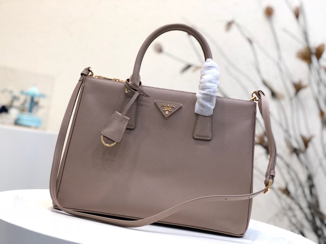 Pra*a large galleria saffiano leather bag beige 1ba274 32 × 24 × 14 cm