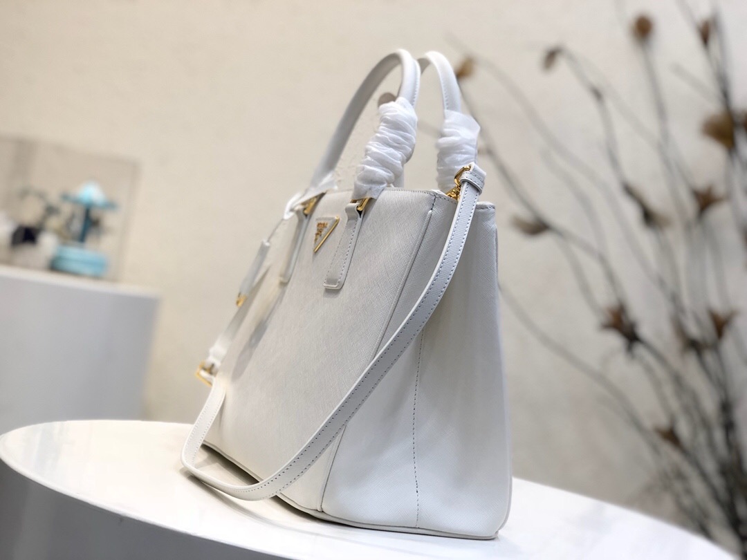 Pra*a large galleria saffiano leather bag white 1ba274 32 × 24 × 14 cm