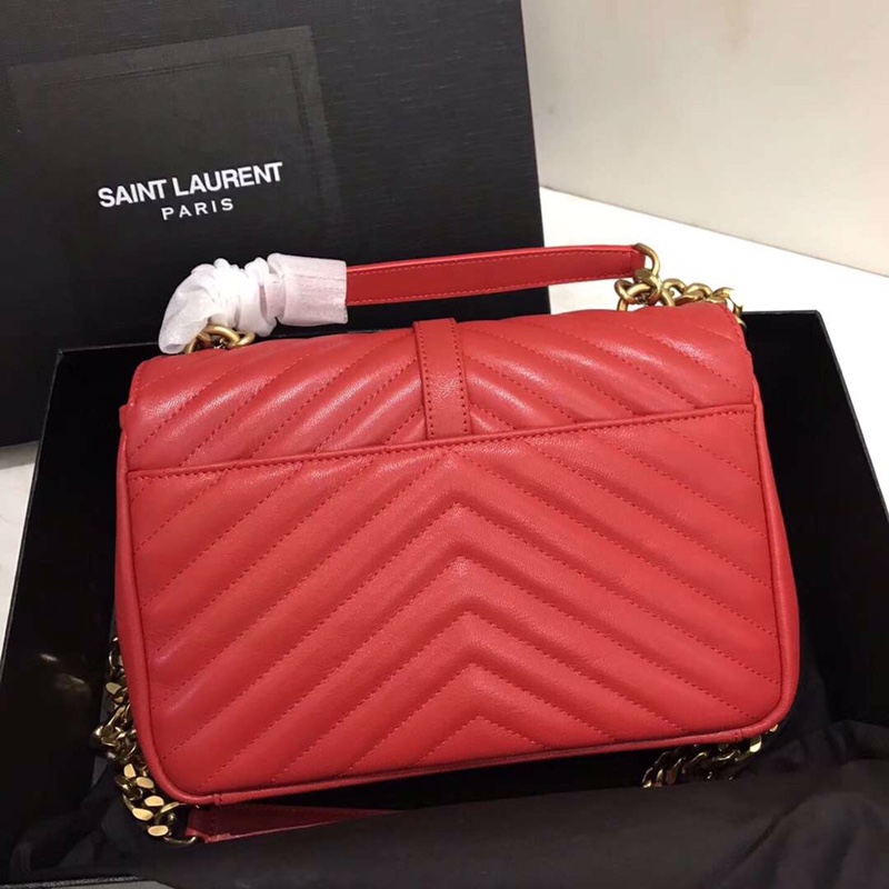 Y51 medium college in matelassÉ leather red 600279 24 x 17 x 7 cm