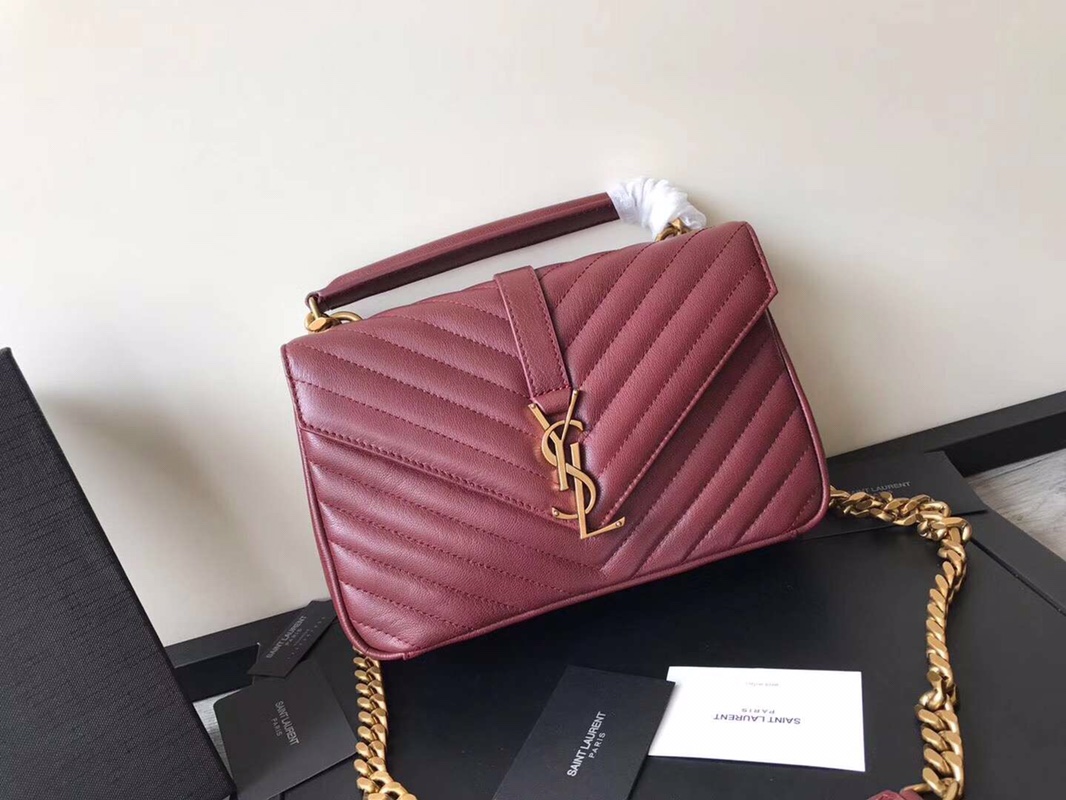 Y51 medium college in matelassÉ leather purple 600279 24 x 17 x 7 cm