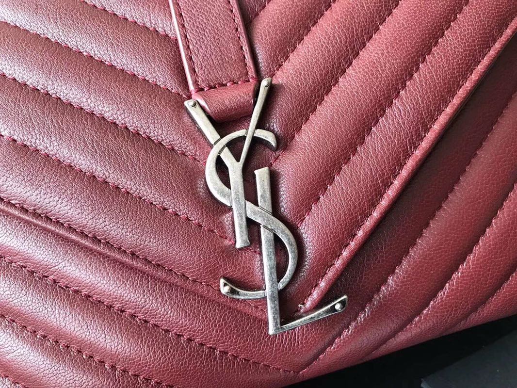 Y51 medium college in matelassÉ leather silver metal purple 600279 24 x 17 x 7 cm
