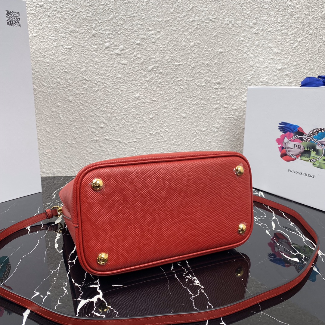 Pra*a saffiano leather tote red 1bn012 24 × 20 × 12.4 cm