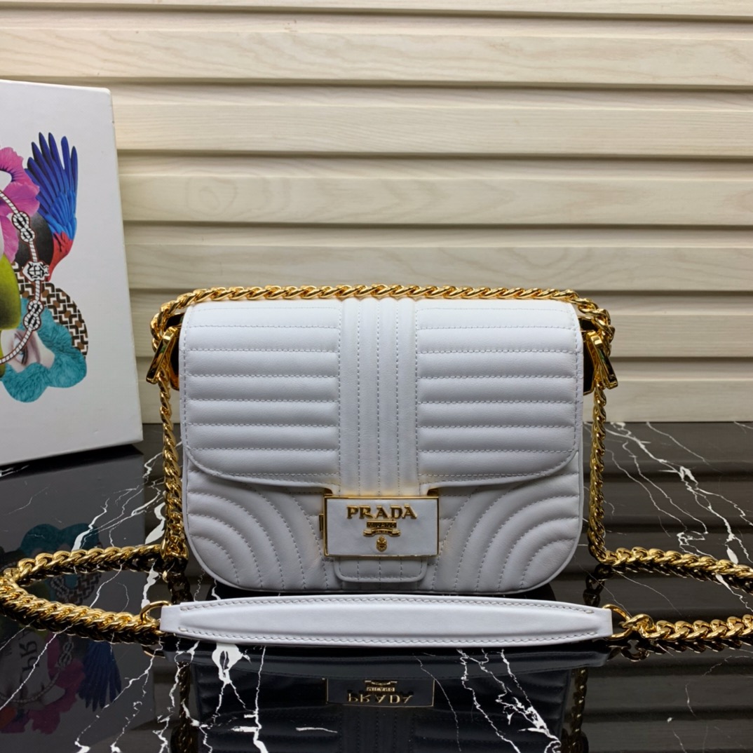 Pra*a diagramme shoulder bag white 1bd227 20.5 x 14 x 5 cm