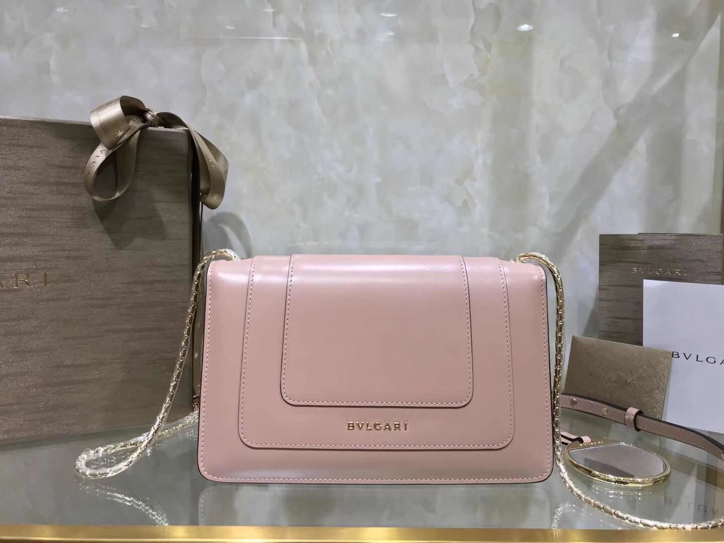 Bv1g*ai serpenti forever shoulder bag calfskin leater pink beige 38102 22 x 13 x 6 cm