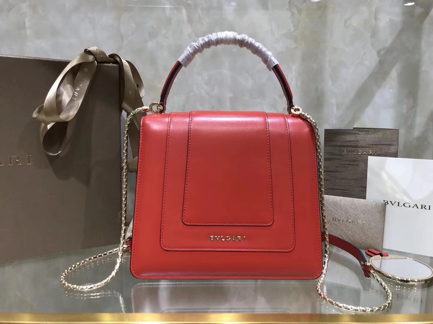 Bv1g*ai serpenti forever crossbody bag leather red 280165 20 x 16 x 9 cm