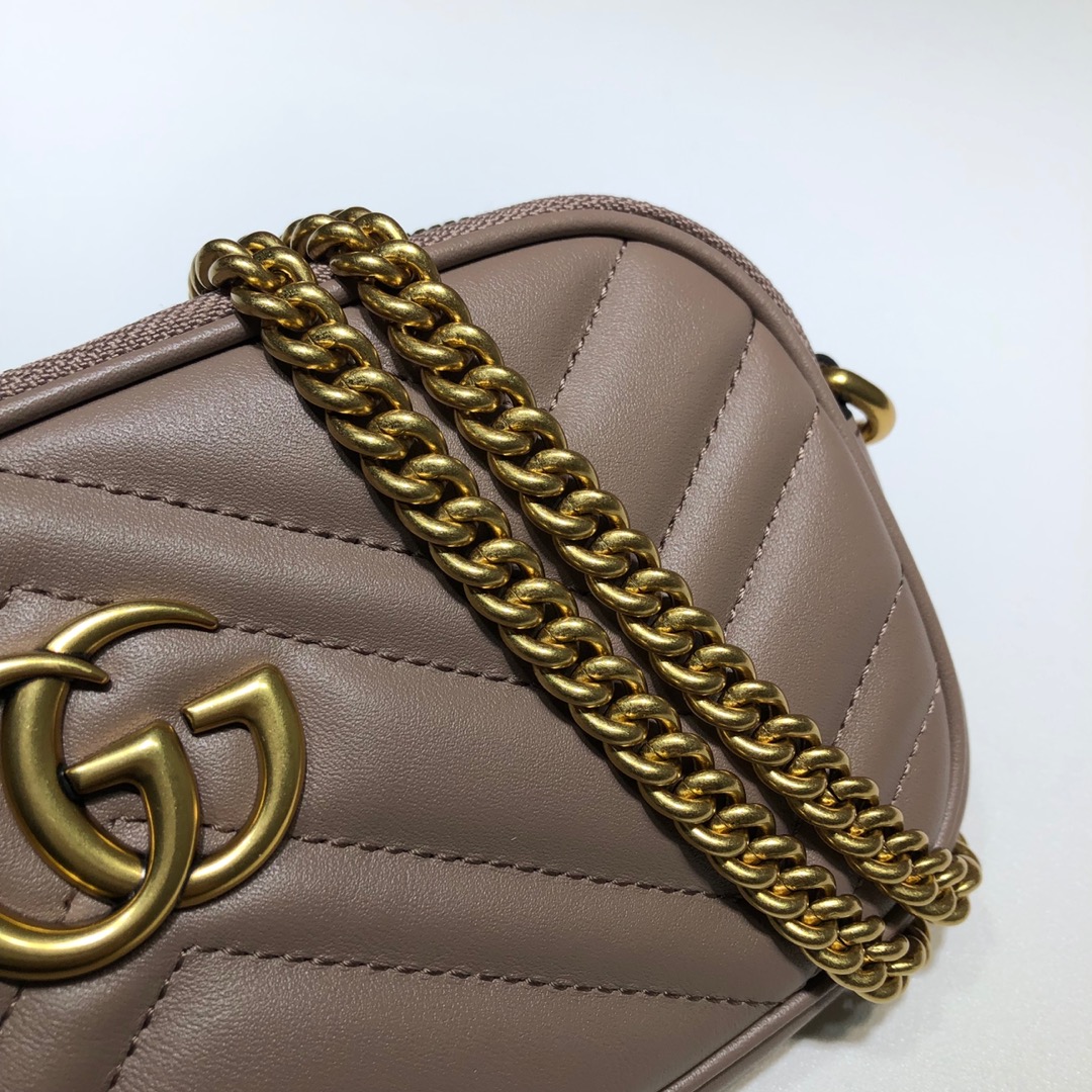 Gvc*1 gg marmont crossbody bag leather beige 598596 19 x 10 cm