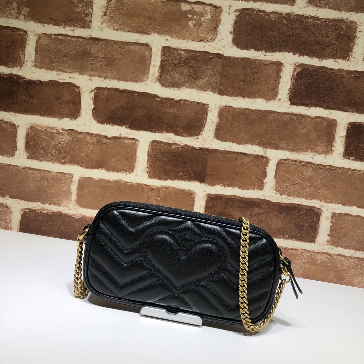 Gvc*1 gg marmont crossbody bag leather black 598596 19 x 10 cm