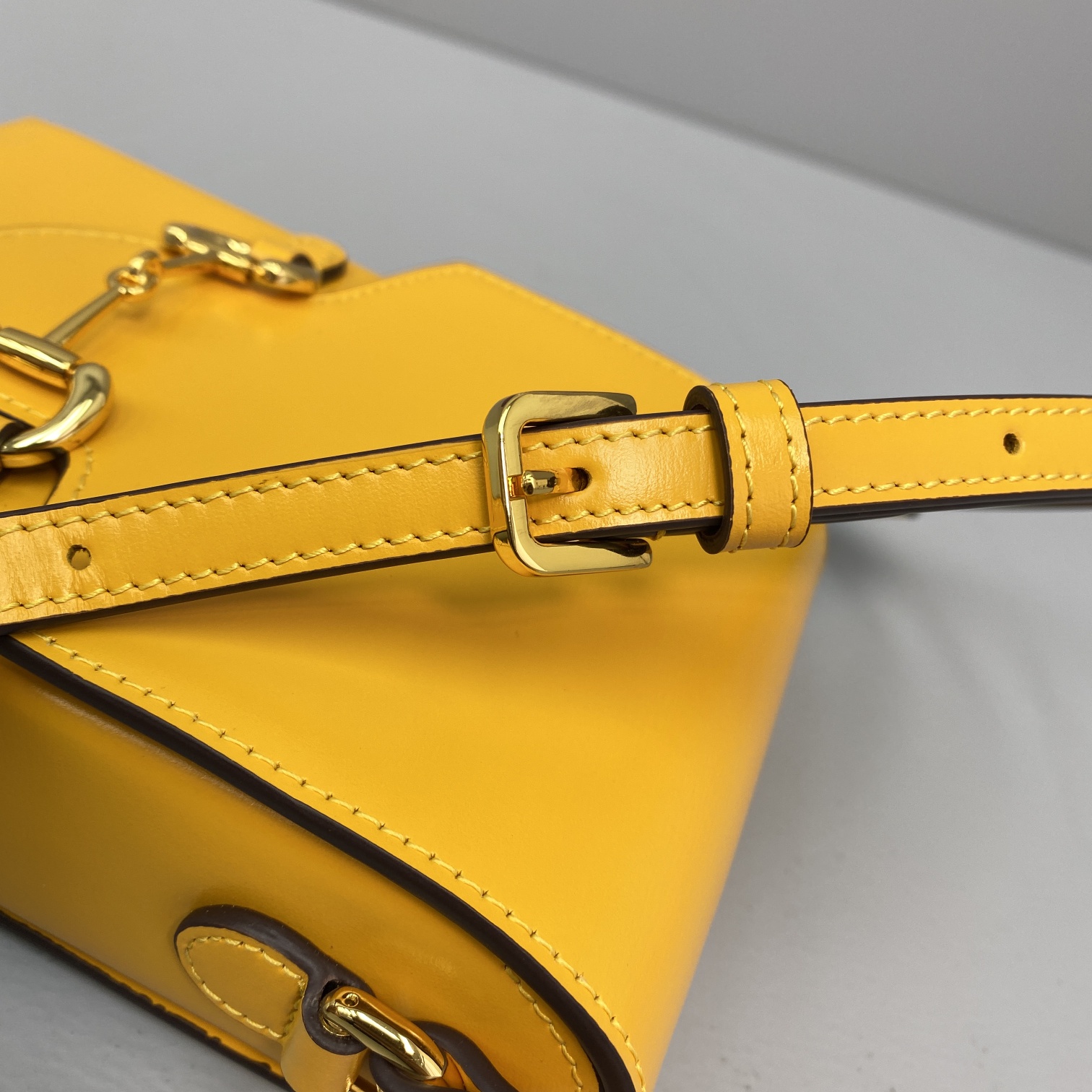 Gvc*1 mini horsebit 1955 bag leather yellow 625615 11.5 x 17 x 4 cm