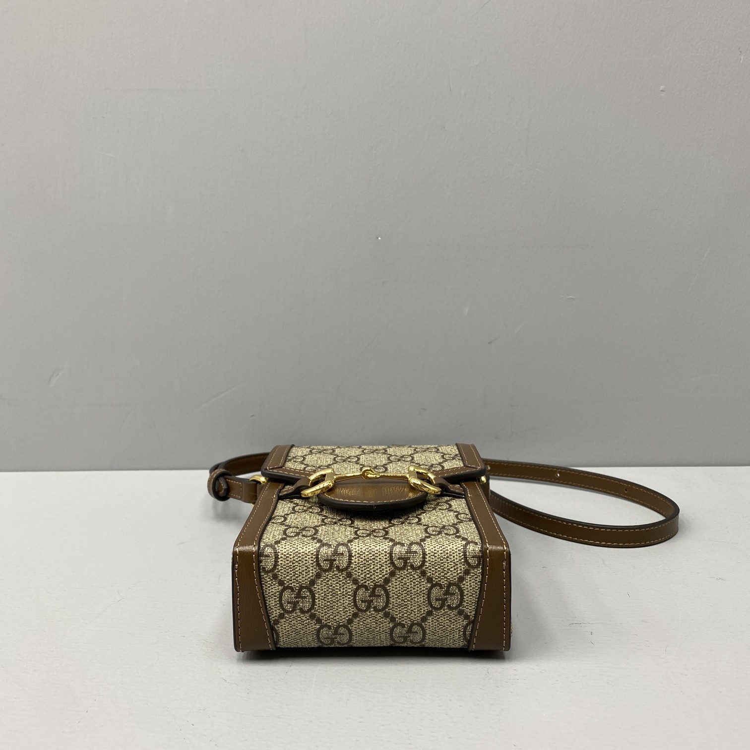 Gvc*1 mini horsebit 1955 bag ebony gg svp*me canvas beige 625615 11.5 x 17 x 4 cm