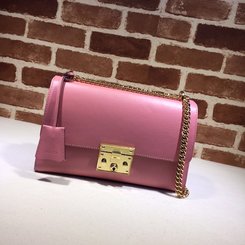 Gvc*1 medium padlock  shoulder bag leather pink 409486 30 x 19 x 10 cm