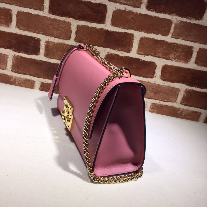 Gvc*1 medium padlock  shoulder bag leather pink 409486 30 x 19 x 10 cm