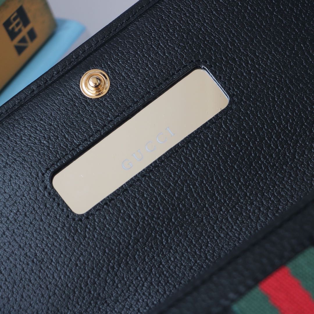 Gvc*1 ophidia gg chain wallet leather black 546592 19 x 10 x 3.5 cm