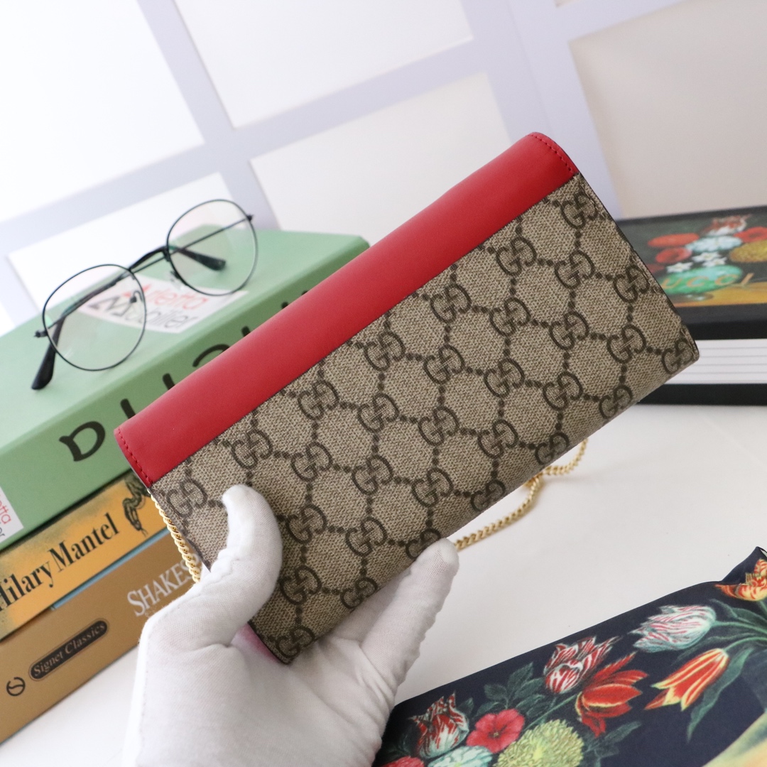 Gvc*1 padlock continental wallet ebony gg svp*me canvas red leather top ‎453506 19 x 10 x 3.5 cm