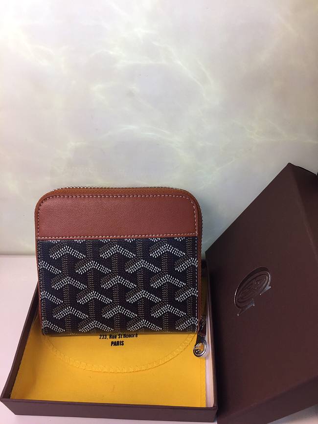 G09ard small chervon zipper wallet black and tan 11 x 10 cm