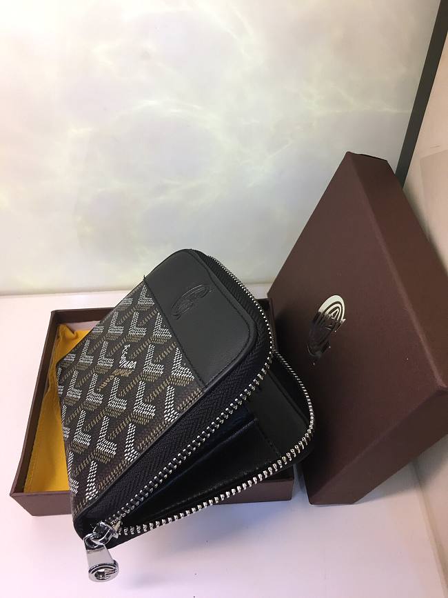 G09ard small chervon zipper wallet black 11 x 10 cm