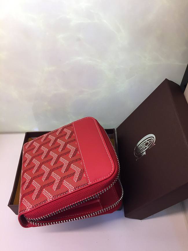 G09ard small chervon zipper wallet red 11 x 10 cm