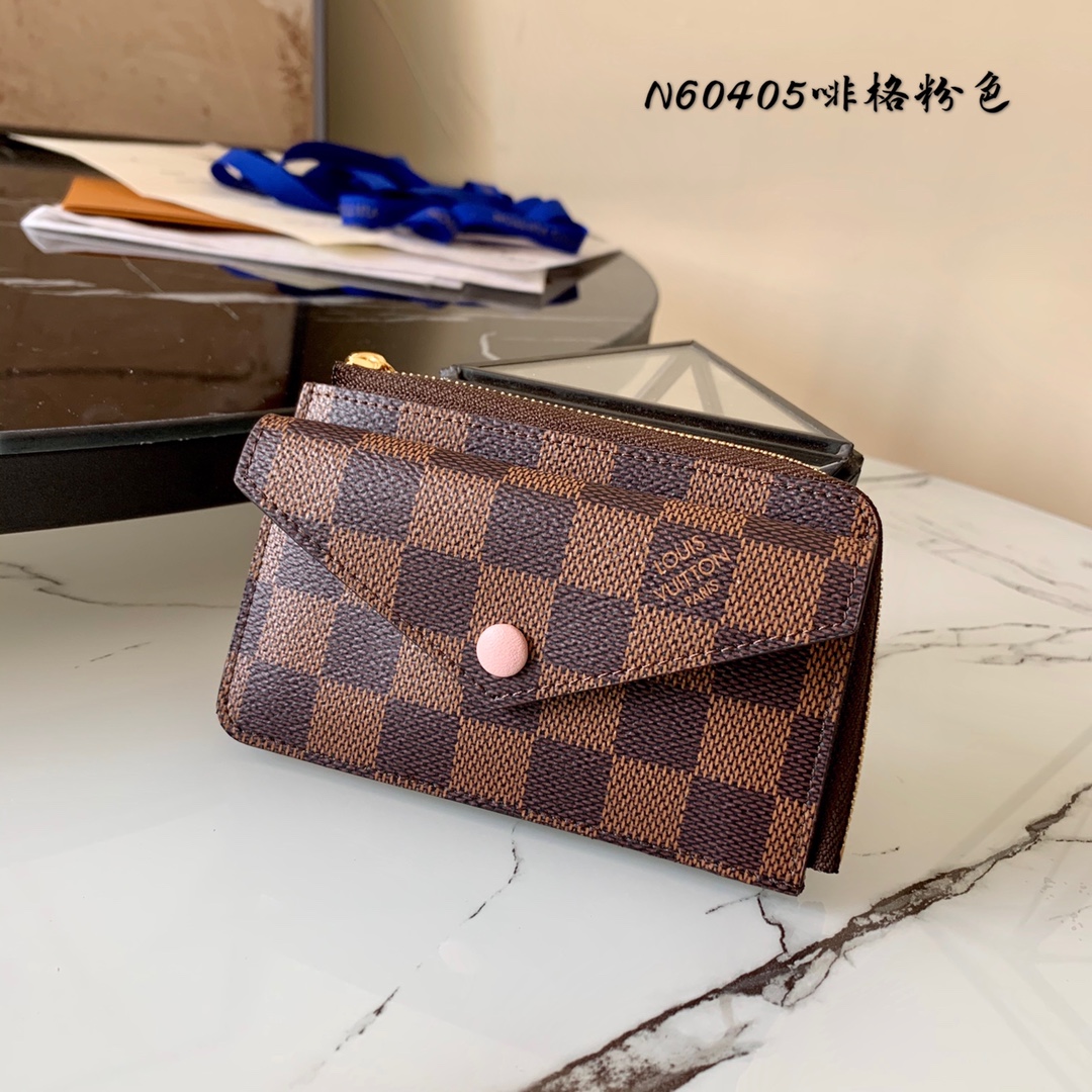 l0vis Vvtt0n card holder recto verso damier ebene canvas rose ballerine n60405 13 cm