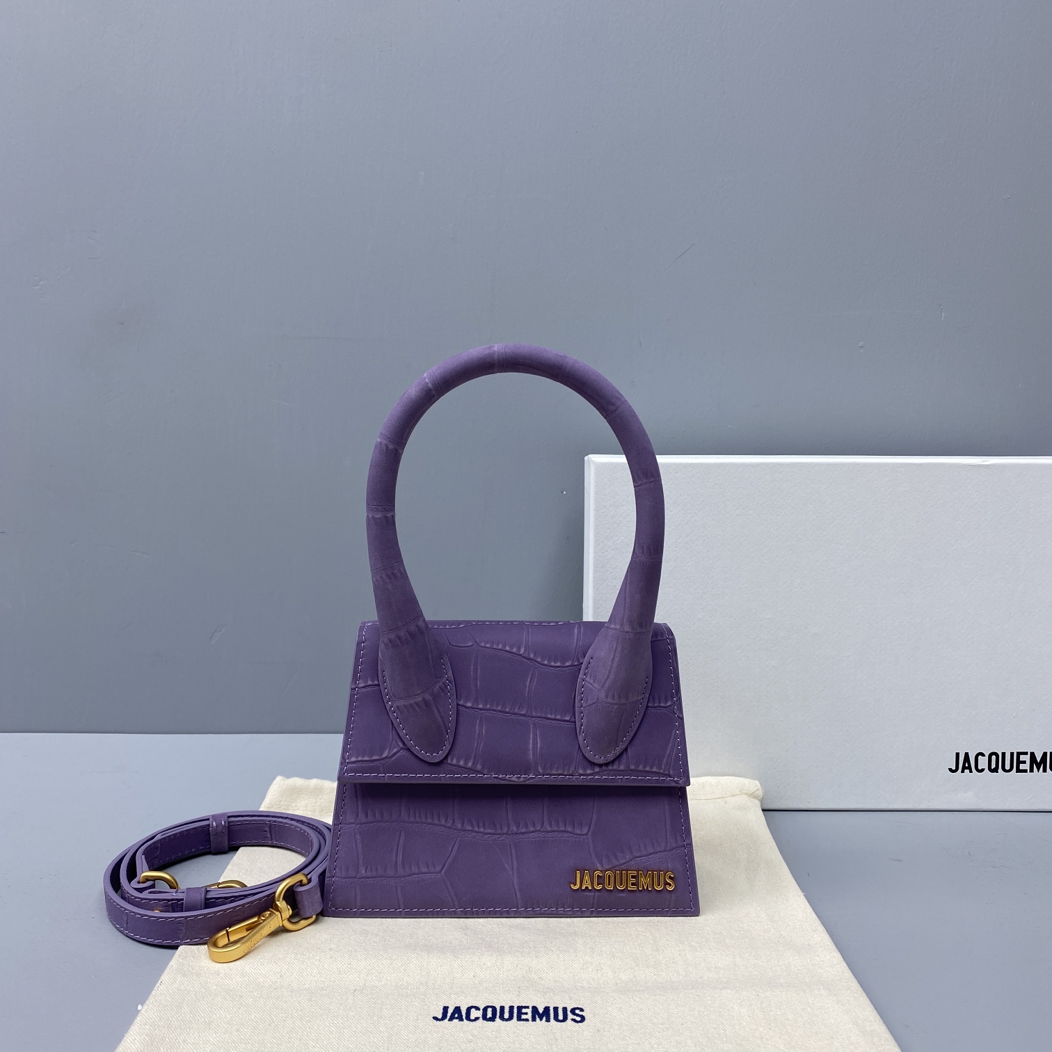 Ja*qvemvs small le chiquito crocodile leather purple 213ba02 18 x 15.5 x 8 cm