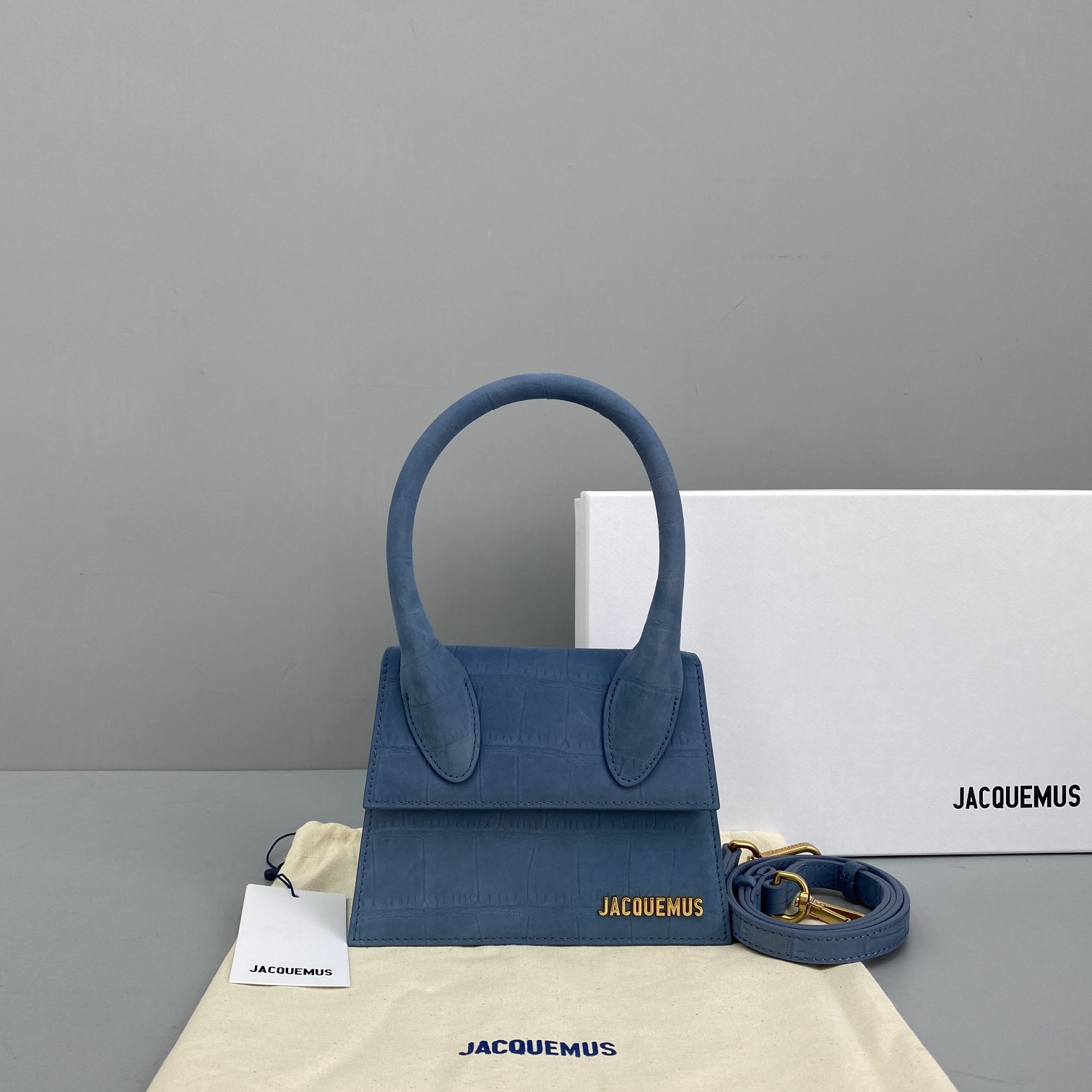 Ja*qvemvs small le average chiquito crocodile leather blue 213ba02 18 x 15.5 x 8 cm