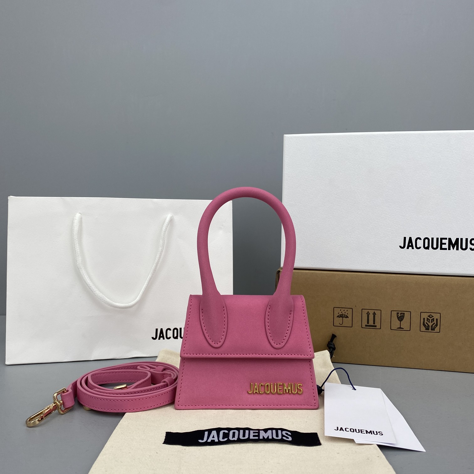 Ja*qvemvs le chiquito mini leather bag pink 213ba01 12 x 8 x 5 cm