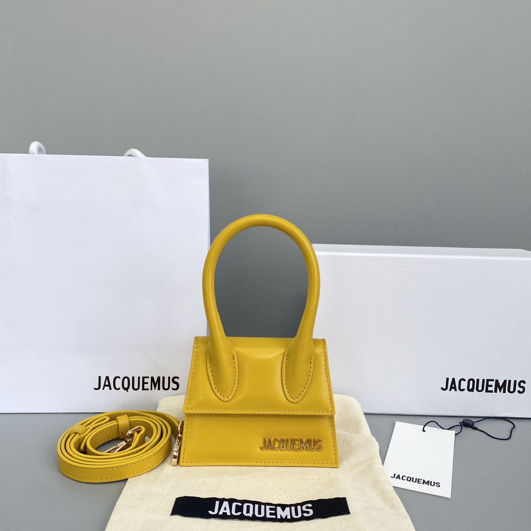 Ja*qvemvs le chiquito mini leather bag yellow 213ba01 12 x 8 x 5 cm