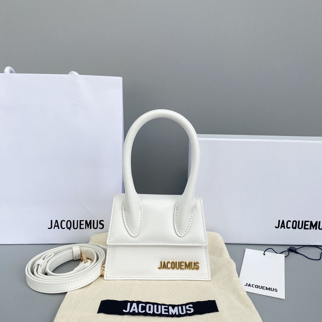 Ja*qvemvs le chiquito mini leather bag white 213ba01 12 x 8 x 5 cm