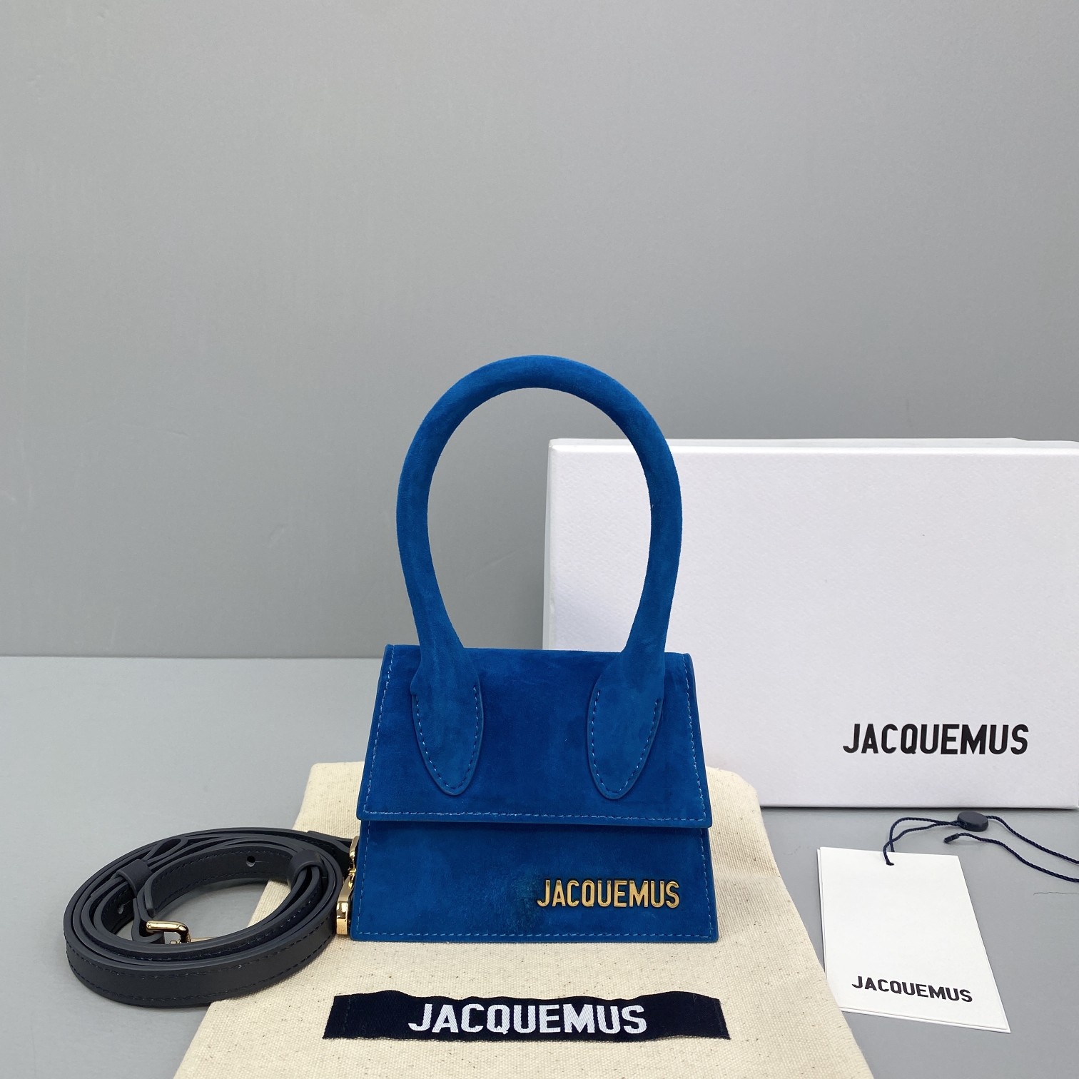 Ja*qvemvs le chiquito mini velvet bag blue 213ba01 12 x 8 x 5 cm
