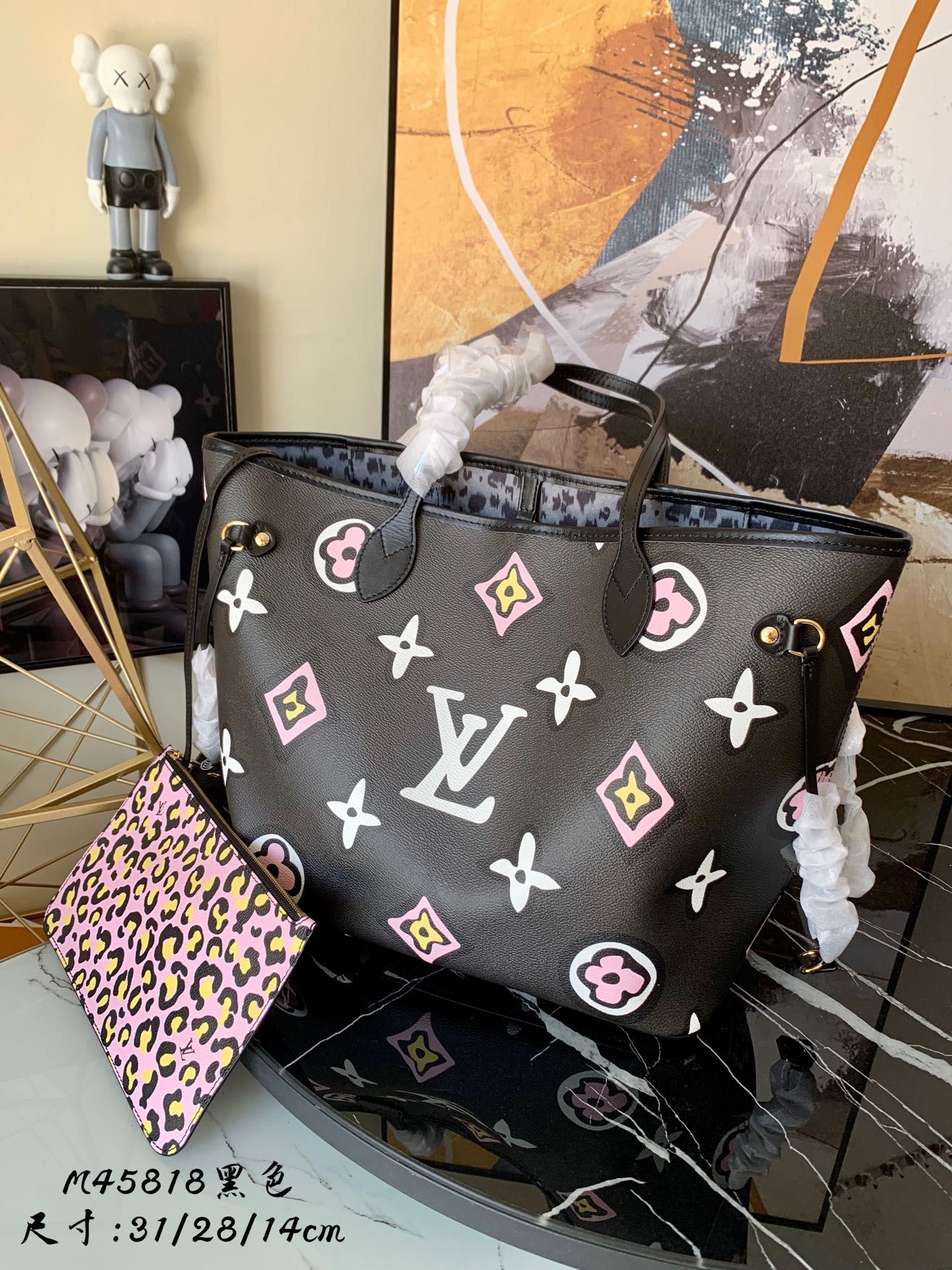 l0vis Vvtt0n neverfull mm monogram canvas wild at heart black m45818 32 cm