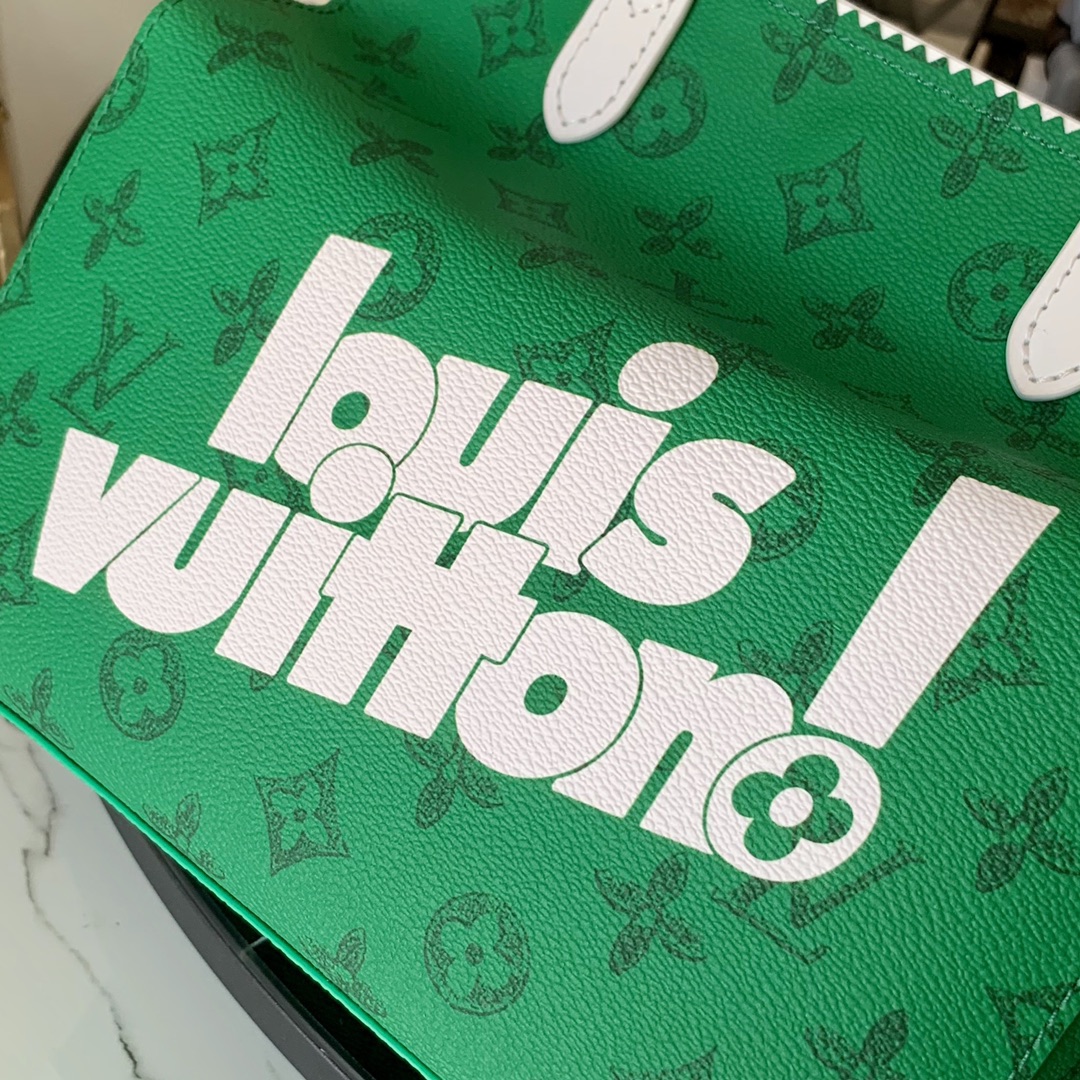 l0vis Vvtt0n litter bag vintage monogram canvas green leather m80815 24 x 21 x 12 cm