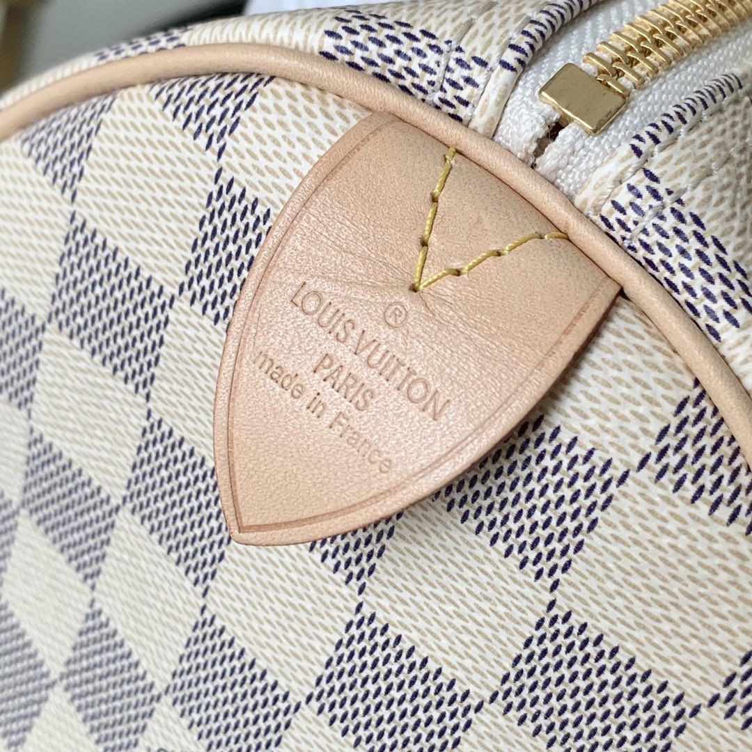 l0vis Vvtt0n speedy 25 damier azur canvas white n41371 25 x 19 x 15 cm