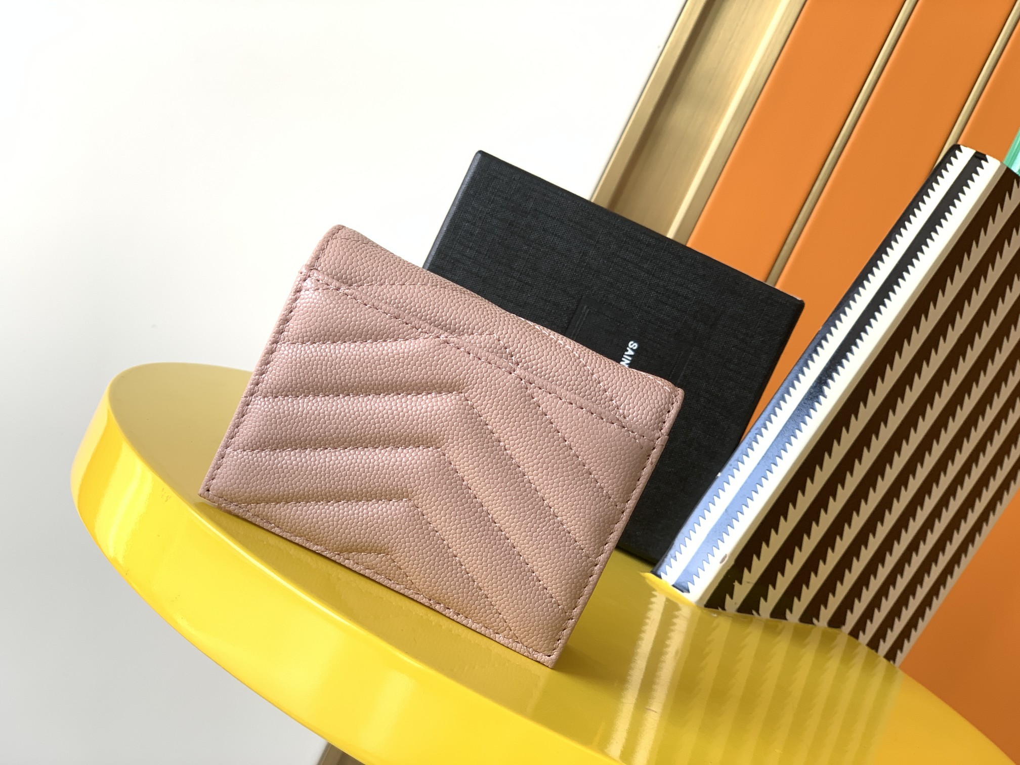 Y51 monogram card case in grain de poudre embossed leather nude pink 530841 11 x 8.5 x 3 cm